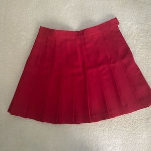 Red American Apparel Pleated Skirt